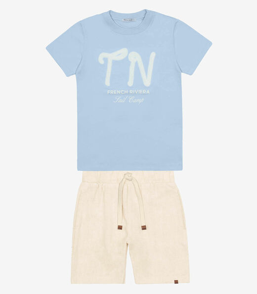 Conjunto Menino Camiseta Com Bermuda Trick Nick Azul