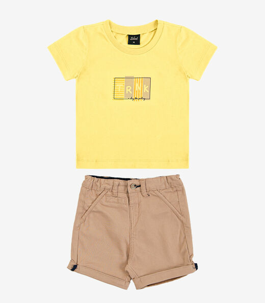 Conjunto Infantil Camiseta Com Bermuda Trick Nick Amarelo