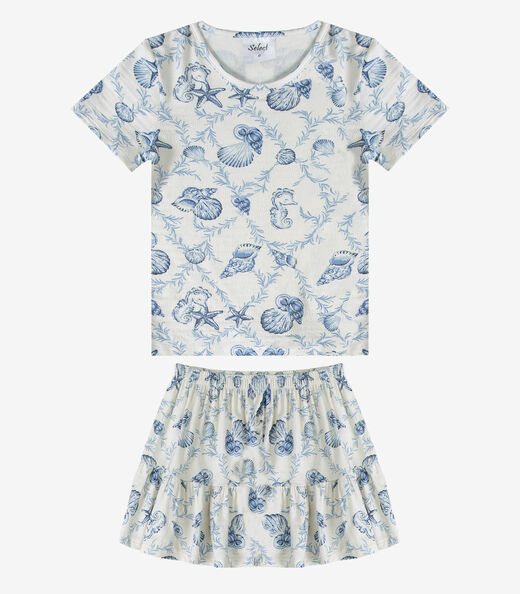 Conjunto Infantil Menina Saia e Blusa Select Bege