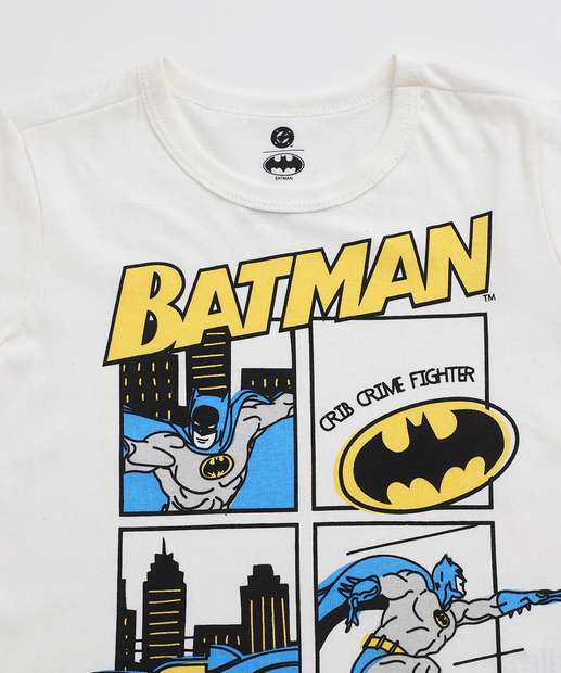 Conjunto Infantil Batman Liga Da Justiça Tam 4 a 10 Off White