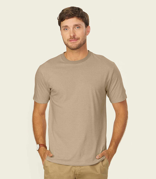 Image_Camiseta Masculina Meia Malha Listrada Linho Marrom