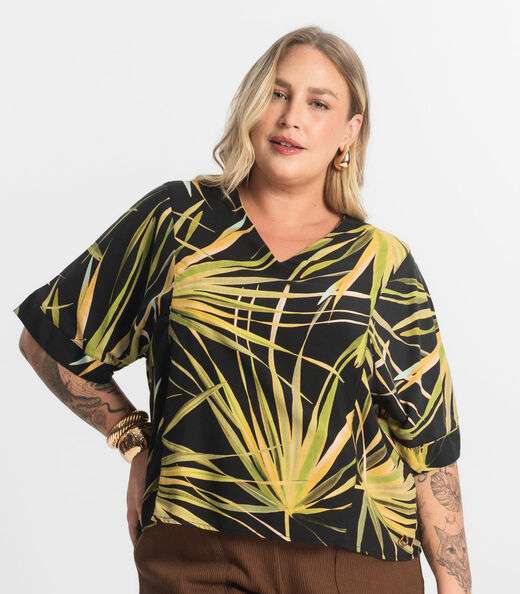 Blusa Feminina Manga Curta Secret Glam Preto