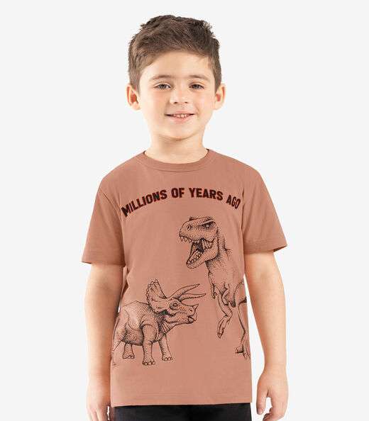 Conjunto Infantil Camiseta Com Bermuda Rovi Kids Marrom