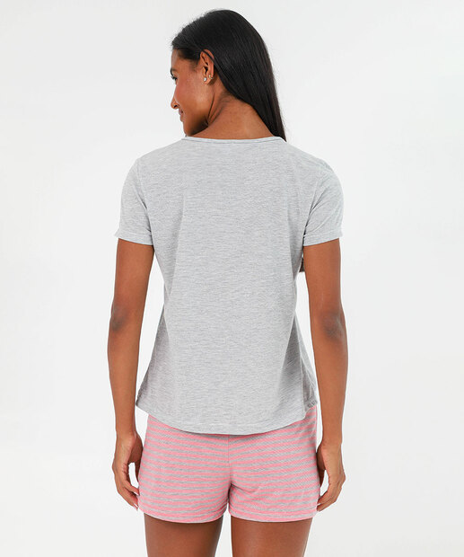 Short Doll Feminino Estampado LOVE Marisa Cinza