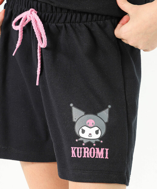 Short Juvenil Moletinho Kuromi Tam 10 a 16 Preto