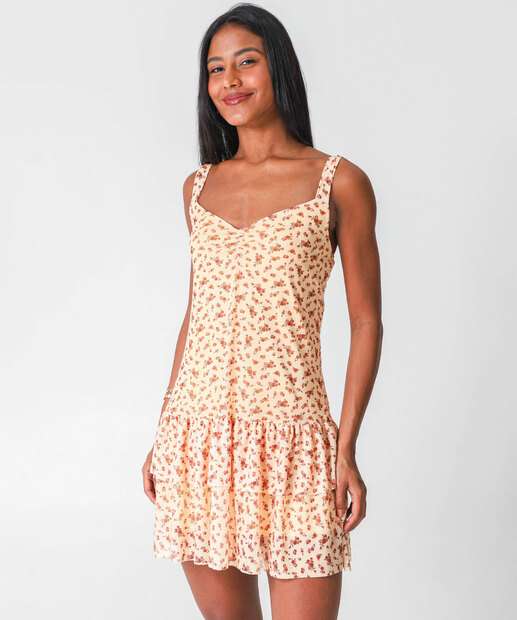 Image_Vestido Feminino Tule Babado Flores Marisa Amarelo