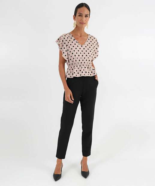 Blusa Feminina Estampa Poá Marisa Bege