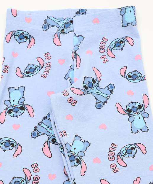 Calça Infantil Legging Stitch Disney Tam 4 a 10 Azul