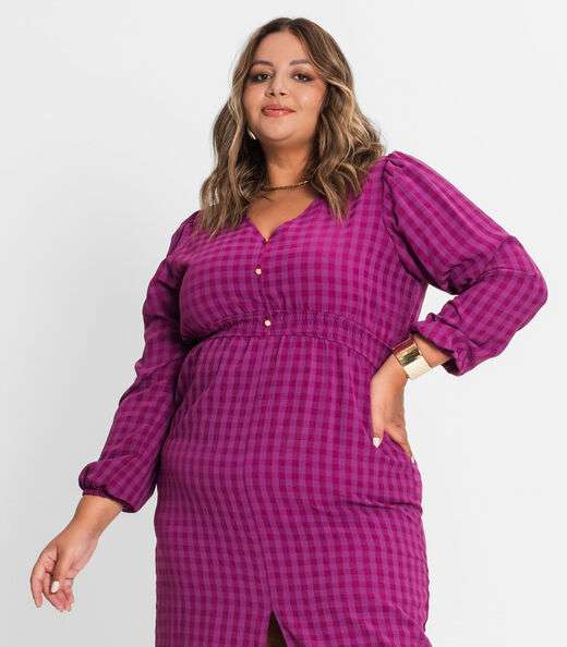 Vestido Plus Size Em Air Flow Secret Glam Roxo
