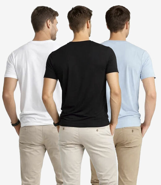 Kit 3 Camisetas Masculinas Básicas Com Gola Em V Select Sortido