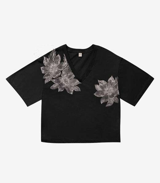 T- Shirt Feminina Meia Malha Rovitex Preto