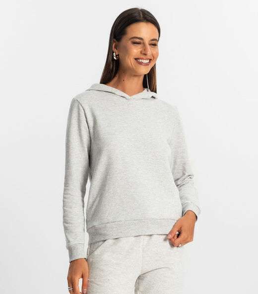 Blusão com Capuz Feminino Rovitex Cinza