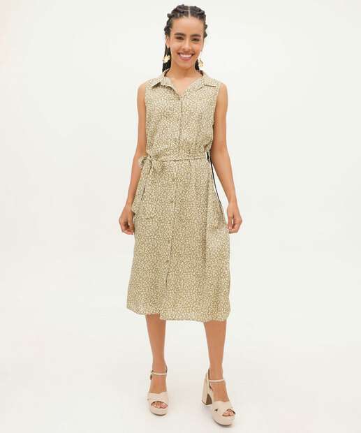 Vestido Feminino Chemise Midi Animal Print Marisa