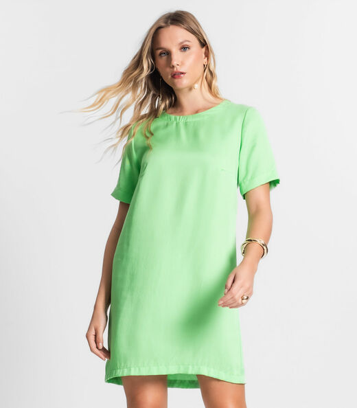 Vestido Curto De Viscose Sarjada Feminino Endless Verde