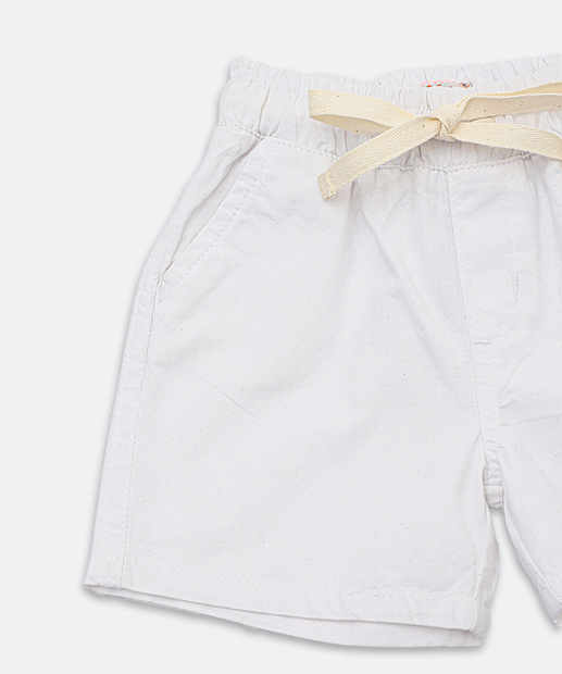 Bermuda Infantil Sarja Bolsos MR Tam 1 a 3 Branco