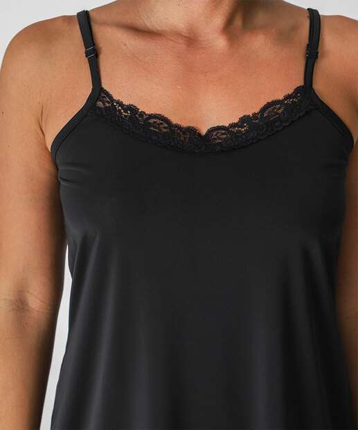 Camisola Liganete Recorte Renda Marisa Preto