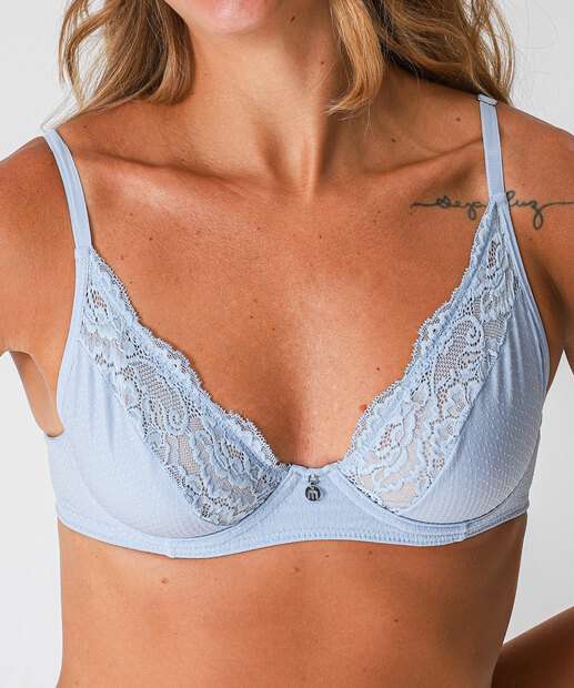Sutiã de Renda Com Base E Sem Bojo Marisa Azul