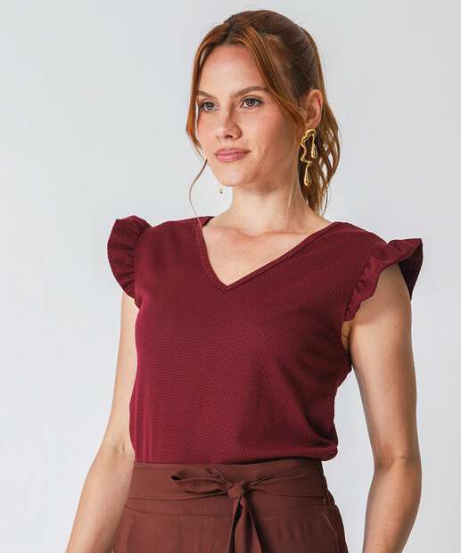 Image_Blusa Regata Feminina Textura Babado Marisa Vinho