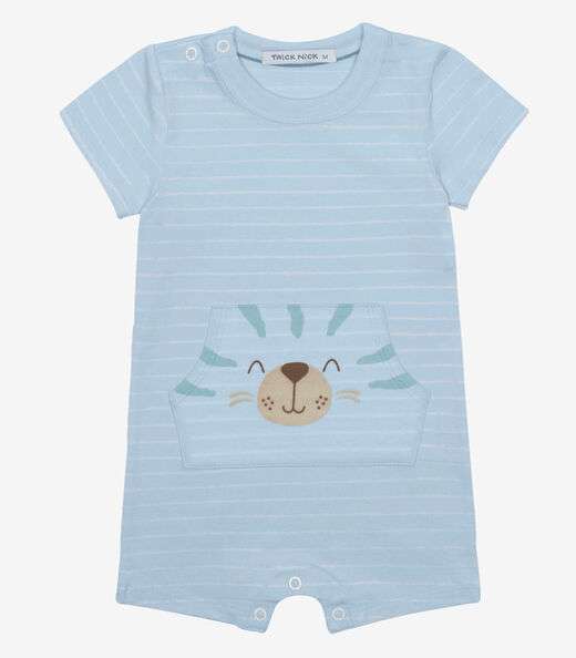 Macaquinho Infantil Cotton Listrado Trick Nick Azul