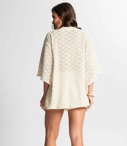 Kimono Feminino Em Tricot Endless Bege