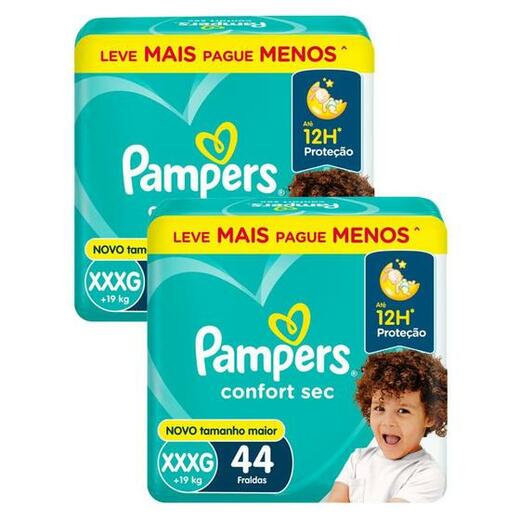 Image_Kit 2 Fraldas Pampers Confort Sec XXXG c/44 unidades cada