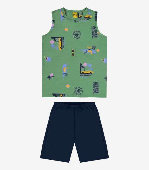 Conjunto Infantil Regata Com Bermuda Rovi Kids Verde