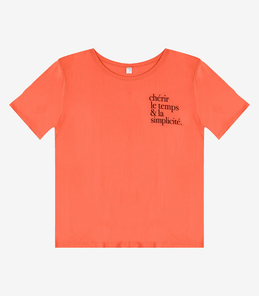 Blusa Feminina Manga Curta Infinita Cor Laranja