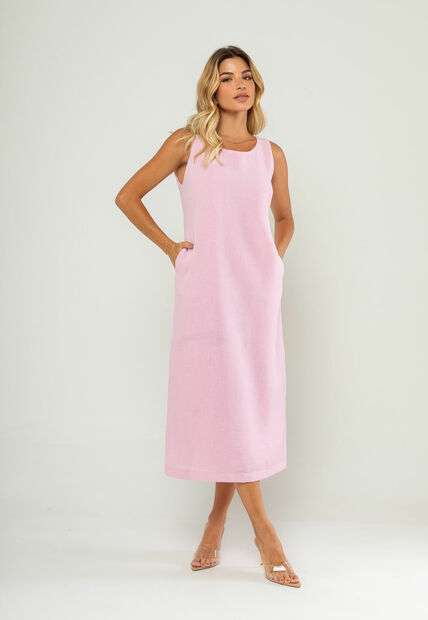 Vestido Midi Regata E Recorte Posterior Rosa Salvatore