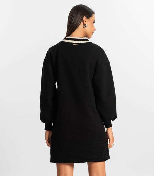 Vestido Feminino Moletom Rovitex Preto