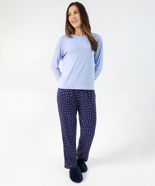 Image_Pijama Feminino Estampado Manga Longa Marisa Azul