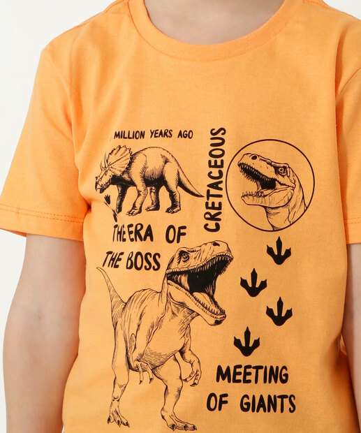 Camiseta Infantil Estampa Dinossauro MR Tam 4 a 10