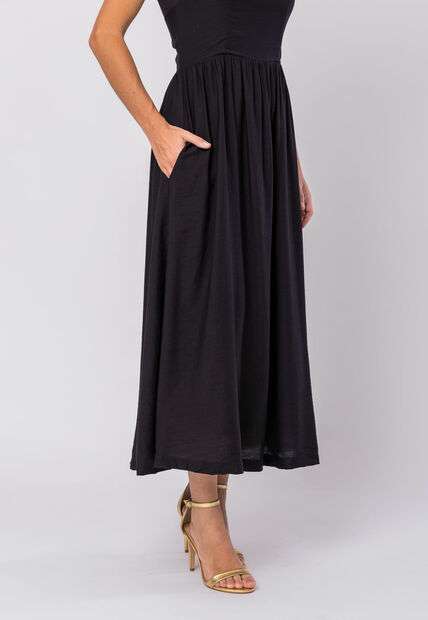 Vestido Midi Alfaiataria Bolsos Preto Salvatore