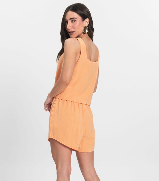 Shorts Feminino Em Linho Endless Laranja
