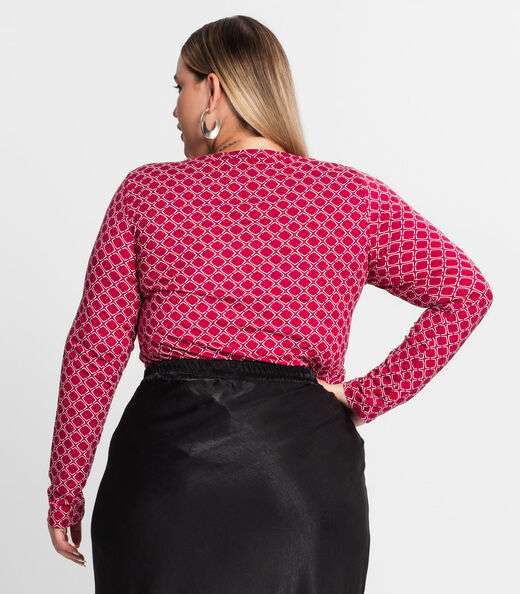 Blusa Feminina Manga Longa Plus Size Secret Glam Vermelho