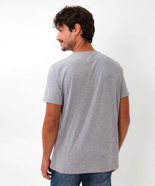 Camiseta Masculina Estampada Manga Curta Nasa Cinza