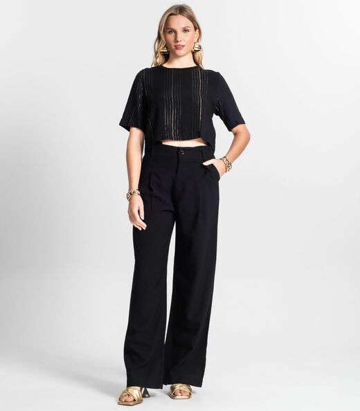 Blusa Manga Curta Feminina Endless Preto