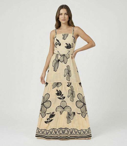 Image_Vestido Longo Feminino Lastex Estampado Select Preto