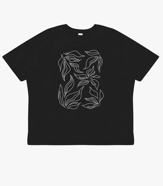 Blusa Feminina Visco Creponada Com Estampa Rovitex Preto