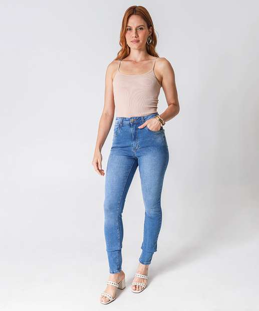 Blusa Regata Feminina Canelada Sem Costura Marisa Bege