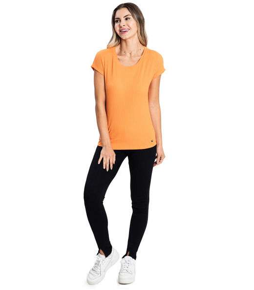 Blusa Feminina Ribana Canelada Básica Rovitex Laranja