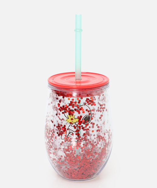 Image_Copo Canudo Confete Snoopy 350ML Vermelho