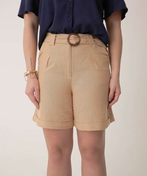 Short Feminino Alfaiataria Cinto Marisa