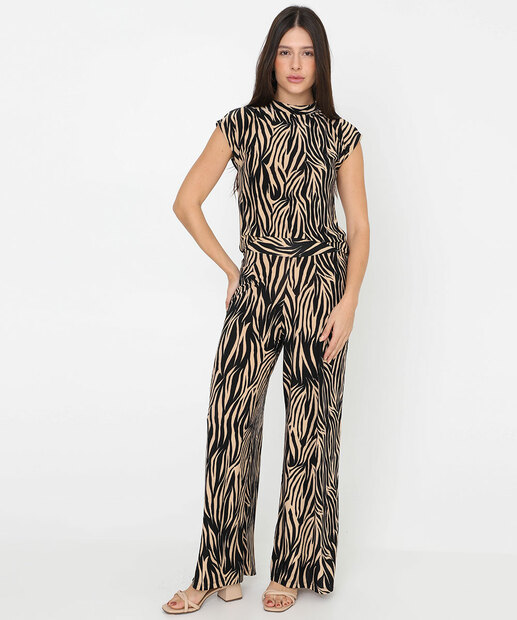 Image_Calça Pantalona Feminina Animal Print Marisa Bege