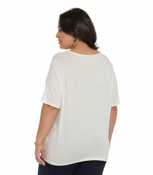 Blusa Feminina Plus Size Básica Secret Glam Bege