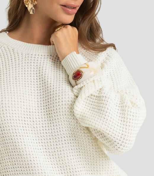 Sueter Feminino Em Tricot Dianna Bege