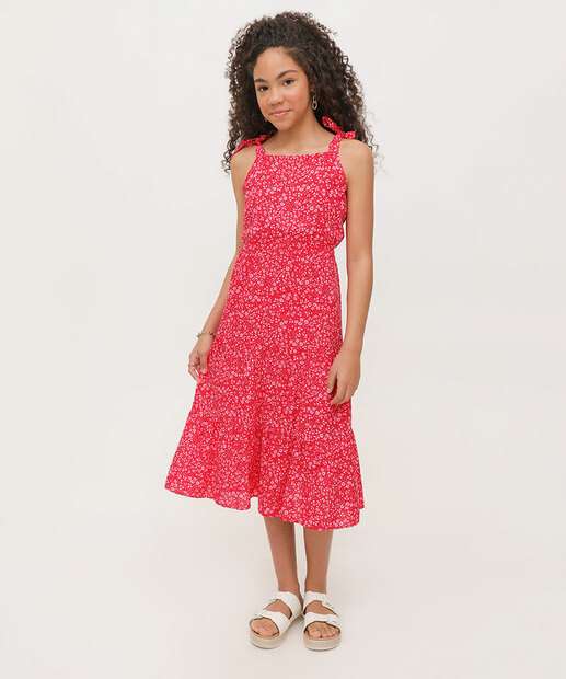 Image_Vestido Juvenil Midi Estampa Flores Marisa Tam 10 a 16