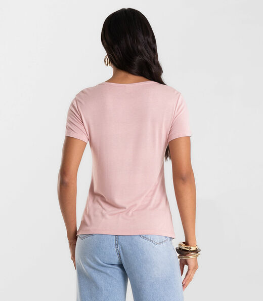 Blusa Feminina Básica Visco Tricot Rovitex Rosa