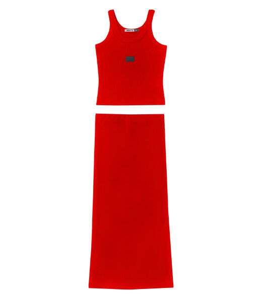 Conjunto Juvenil Regata Com Saia Midi Ribana Minty Vermelho