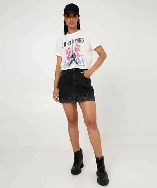 Blusa Feminina Estampa Guitarra Manga Curta Marisa