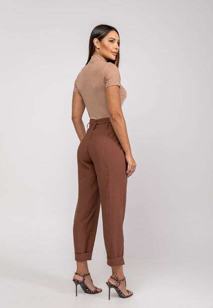 Blusa Gola Alta Malha Canelada Marrom Salvatore Fashion